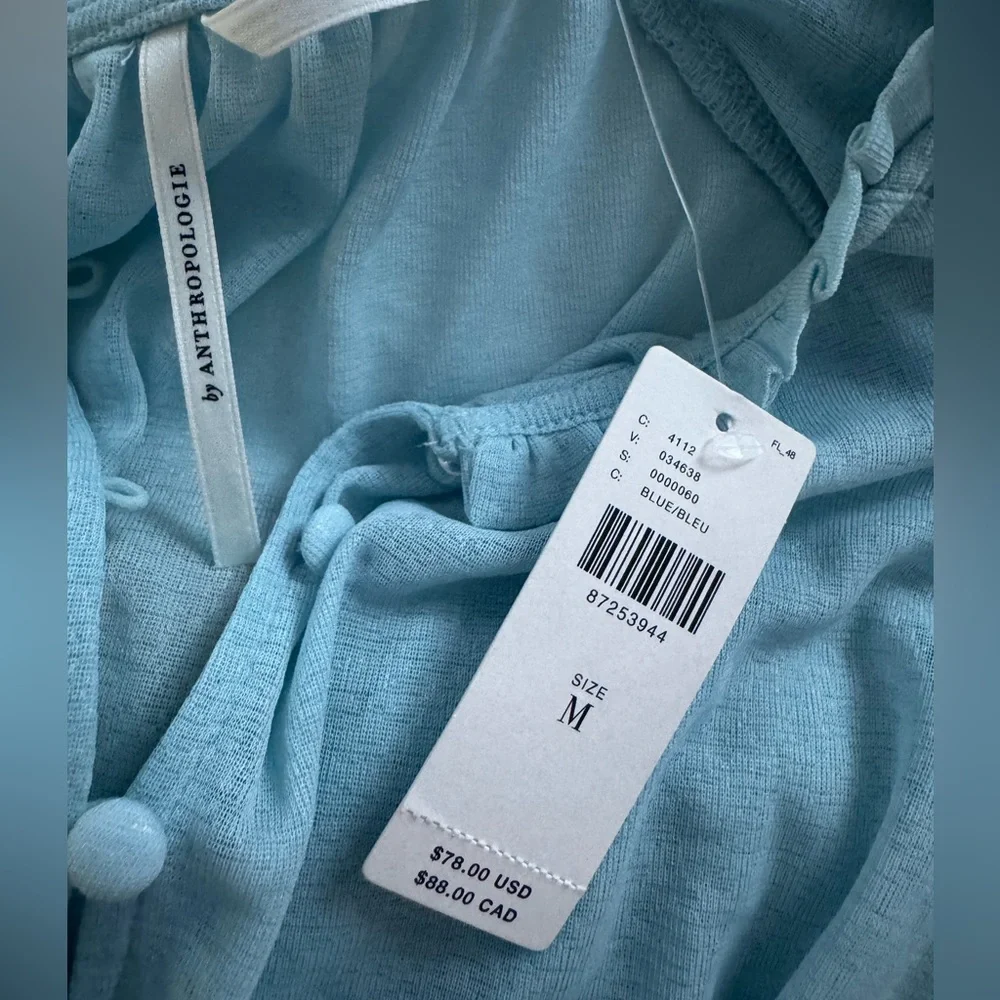 NWT Anthropologie Sky Blue Ruched Blouse